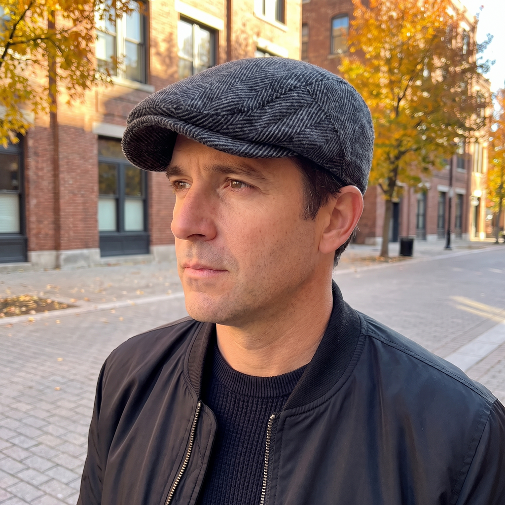 Winter Herringbone Wool Cap